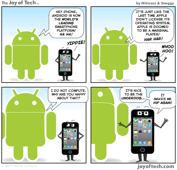 Comic: iPhone's cool with Android being number 1.