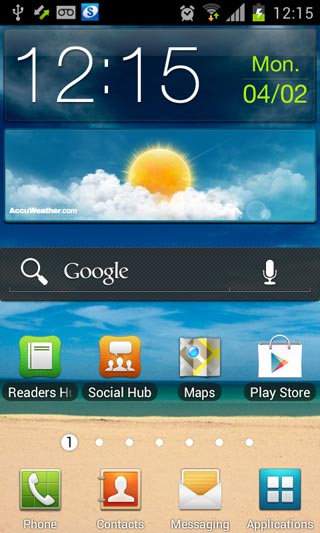 Screenshot: Samsung Galaxy S2 i9100 with Android 4.0.3 ICS