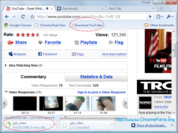 Use google chrome to youtube video