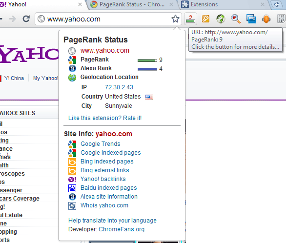 PageRank Status