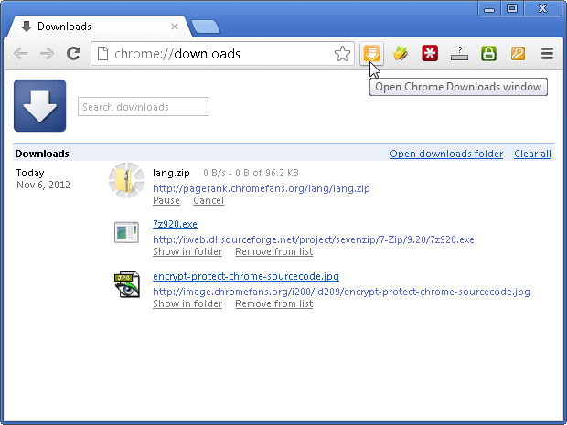 Chrome Downloads Extension