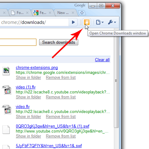 The screenshot of Chrome Downloads Extension