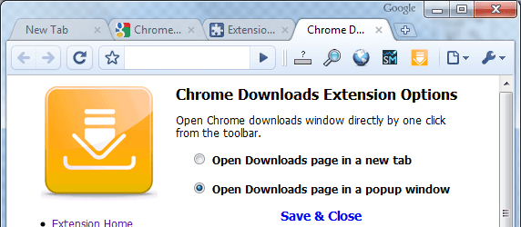 Chrome Downloads Options