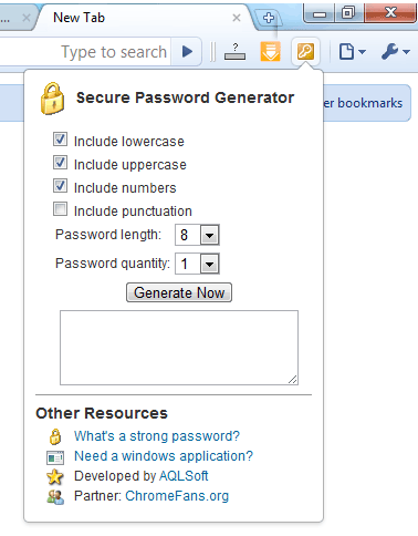 Screenshot: Secure Password Generator