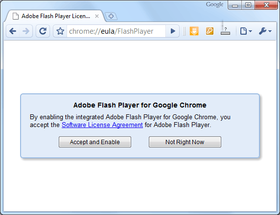 Enable Adobe Flash Player for Google Chrome