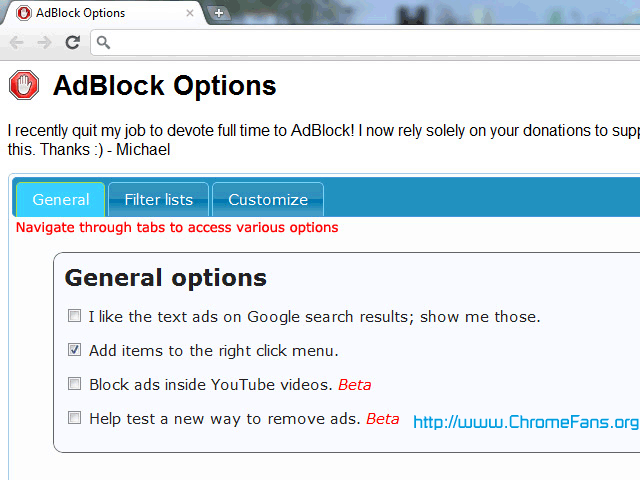 Screenshot: Block Ads in Google Chrome with AdBlock Extension