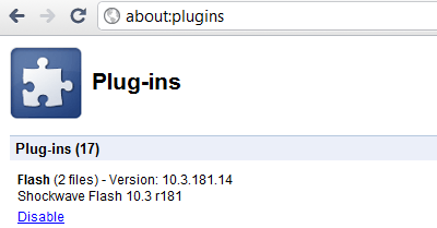 Screenshot: Disable Flash player completely in Google Chrome