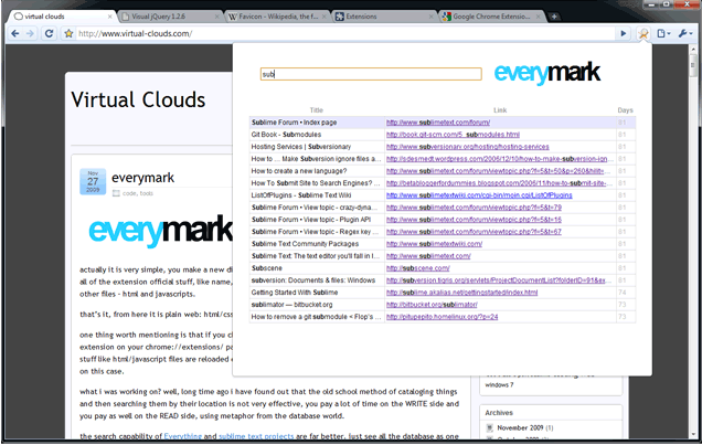 Screenshot of everymark extension