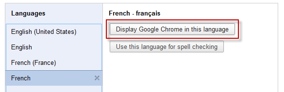 Screenshot: Display Google Chrome in this language