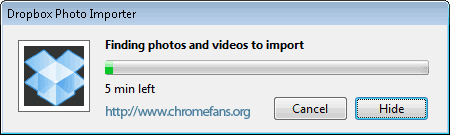 Screenshot: Dropbox Photo Importer, get 5GB of extra Dropbox storage for free
