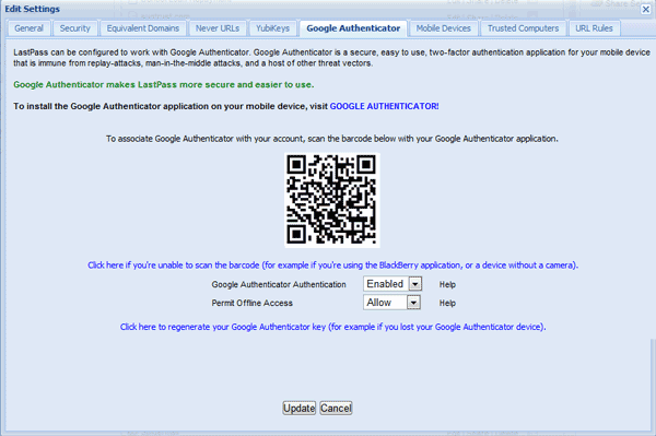 Setting up LastPass with Google Authenticator