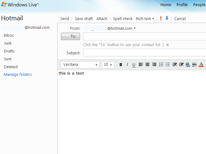 Hotmail Works fine in Safari