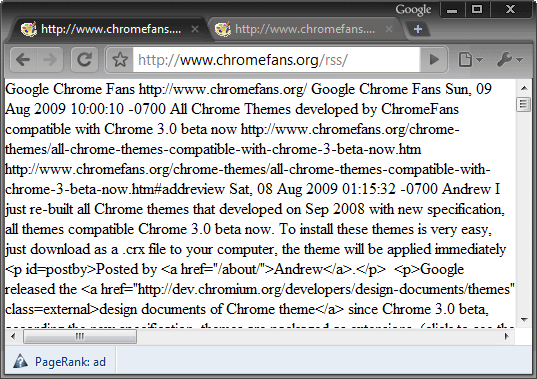 Google Chrome without XML Tree extension