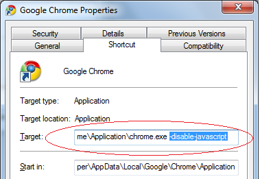 Screenshot image: Disable JavaScript in Google Chrome